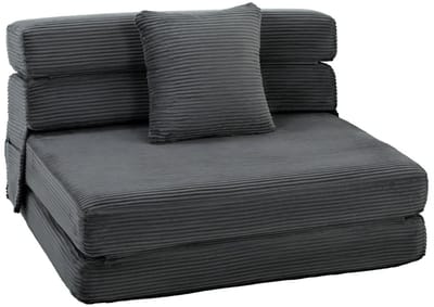 Slaapstoel - Uitklapbaar - Slaapbank - Logeerbed - Zetelbed - Slaapfauteuil - Vouwbed - 1 persoons - Zeer comfortabel - Donkergrijs