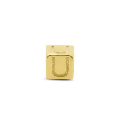 New Bling 9NBG-912U Gouden Kubus met Letter U - 3,8mm - hanger - 14 Karaat - Goud