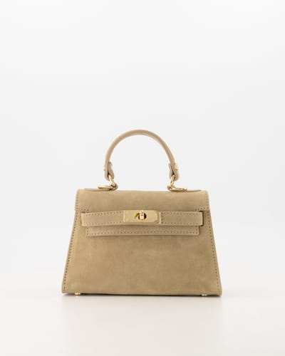 Handtas – Grace – Suede Classic Grain – Beige – Goudkleurig