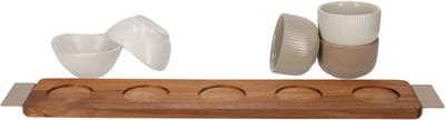 JENS Living Bits & Bites Serveerset Boet met Acaciahouten Tray en Keramische Schaaltjes