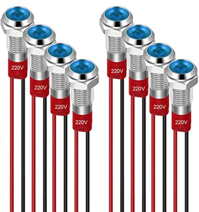 8 Stuks 6 mm Waterdichte LED-indicatielampjes voor Paneelmontage - Blauw