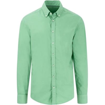 Fynch-Hatton Overhemd Garment Dyed Poplin Button-Down Turf Green / male
