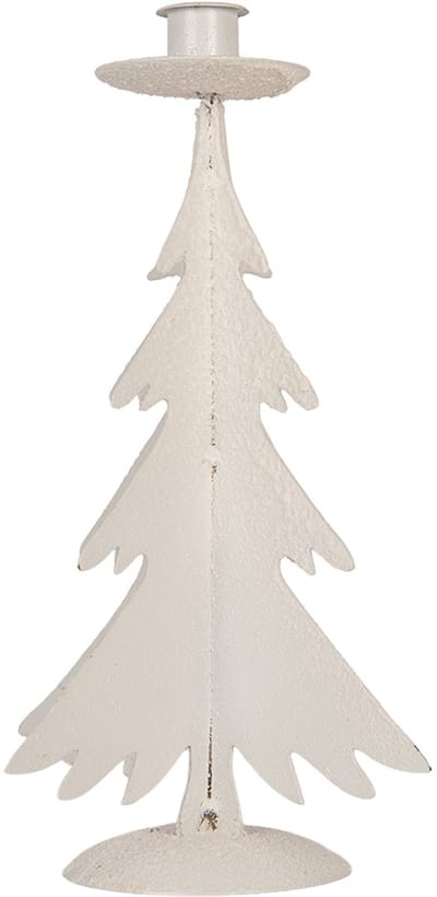 Clayre & Eef Kandelaar Kerstboom Ø 9x26 cm Grijs Metaal