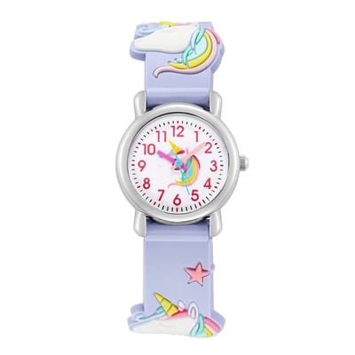 Kinderhorloge 3D Unicorn - Eenhoorn - Lila | Kunststof/Plastic | Ø 20 mm | Fashion Favorite