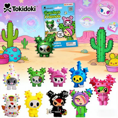 1 ST Tokidoki Officieel Gelicentieerde Cactus Friends 3D Figurine Tas Hanger PVC Blind Bag Anime Model Sleutelhanger Bureau Ornament blue