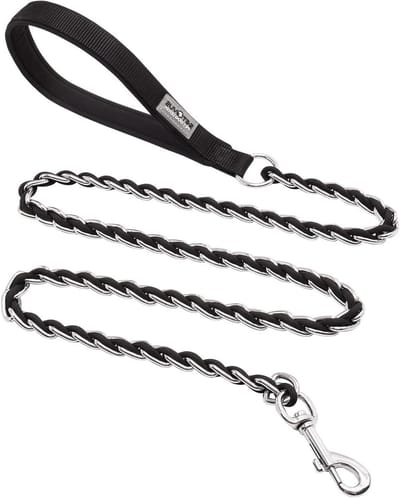 Hondenriem Ketting - Anti-kauw Riem - Dagelijks Gebruik Hond - Verchroomd Metaal - 122 cm - Zwart