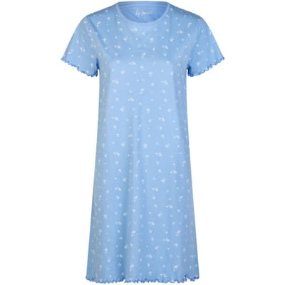 By Louise Dames Lang Nachthemd Korte Mouwen Blauw - Maat L