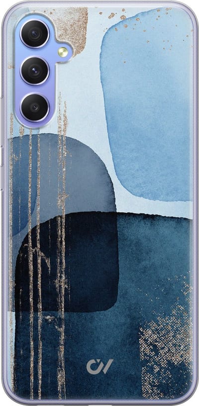 Hoesje geschikt voor Samsung Galaxy A34 hoesje - Blue Abstract Shapes - - Blauw - - Casevibes