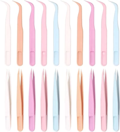 Dailygoods- Pincet Set 20 Stuks - Kleurrijke Plastic Pincetten - Rechte/Bogen Punten - Antistatisch/Antimagnetisch - Duurzaam Materiaal - Voor Fijne Motoriek - Oppakpincet