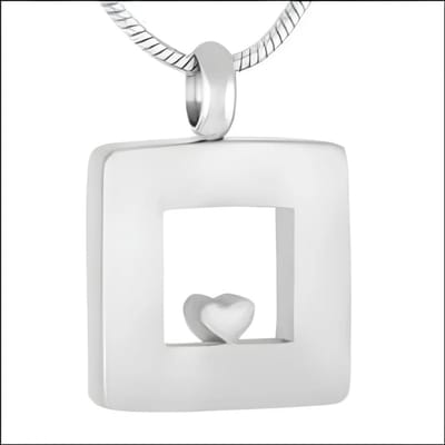 Aramat Jewels | Gedenkhangers | RVS Ashanger Vierkant met Hartje Zilverkleurig – 26x19mm Gedenksieraad | | | |20mm | Staal | Volwassenen | Verkleurd niet