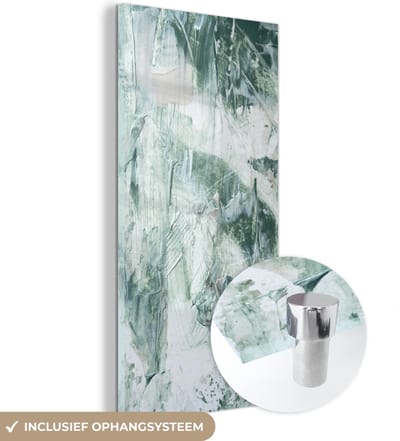 MuchoWow® Glasschilderij 60x120 cm - Schilderij acrylglas - Tuindecoratie - Verf - Abstract - Foto op glas - Schilderijen