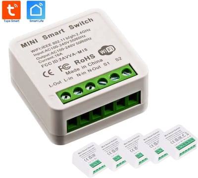 Navid - Mini Smart Switch - Slimme WiFi / RF Inbouwschakelaar - 16A - 5 Stuks