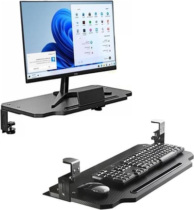 Toetsenbordlade Onder Bureau - Uitschuifbare Lade - Bureau Organisatie - Met C-klem - 60cm - Zwart