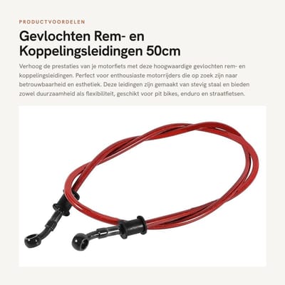 Dailygoods- Remleiding 50cm/120cm - Staal - Gevlochten - Koppeling - Olie Pijpen - Professionele Kwaliteit - Remslang