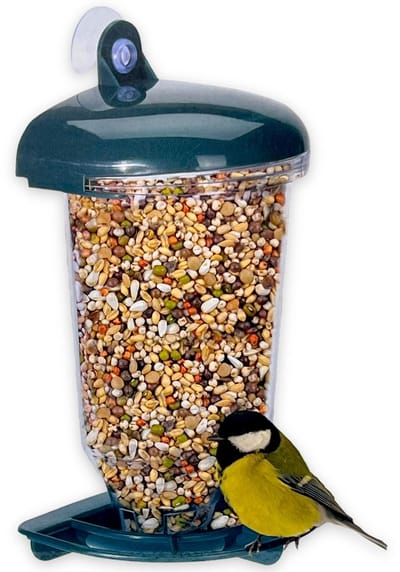 Store_8 - Vogelvoederhuis - Voederstation voor wilde vogels - Transparant met zuignap - Ø 14 x 22 cm - Geschikt voor mezen en mussen - Ideaal voor ...