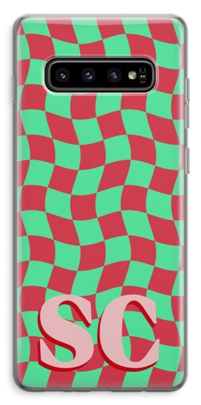 Gepersonaliseerd - Case Company® - Hoesje geschikt voor Samsung Galaxy S10 Plus hoesje - Grid Monogram - Soft Cover Telefoonhoesje - Bescherming aan alle Kanten en Schermrand