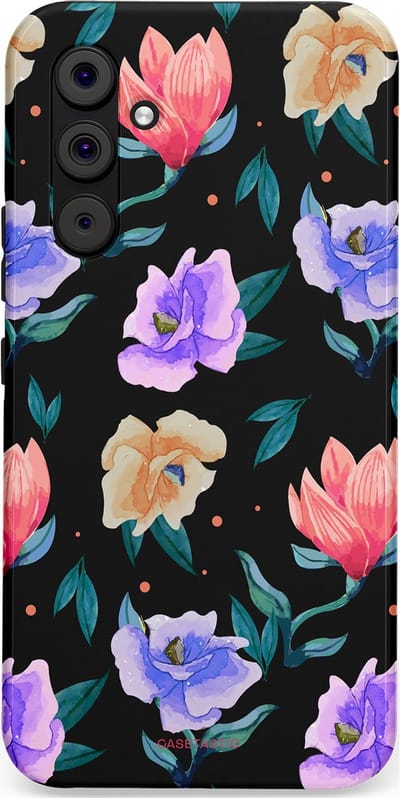 Casetastic hoesje geschikt voor Samsung Galaxy A54 (2023) 5G - Dubbellaagse bescherming - Avondtuin - Fashion Case - Zwart Petrol Lavendel