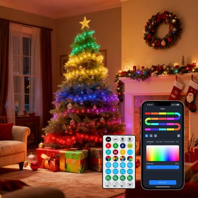 Aigostar 103TY - LED Strings Lichtsnoer - 10M - 100LED - RGB - Dimbaar - Met Afstandbediening en App - Kerstverlichting - Zwart