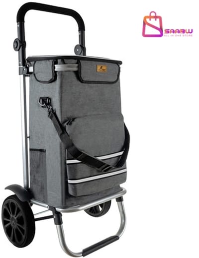 trolley boodschappenwagen Opvouwbaar – trolley handbagage – boodschappentrolley – In Hoogte Verstelbaar – Waterdichte Tas boodschappentas – trolley op wieltjes – Grijs – 40L - 49027