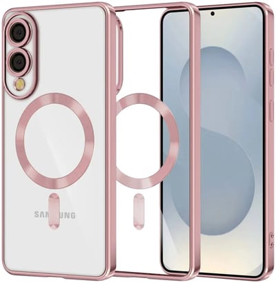 Hoesje geschikt voor Samsung Galaxy S25 Edge - Techsuit Luxury Crystal Back Cover - Geschikt voor MagSafe - Transparant/Roze