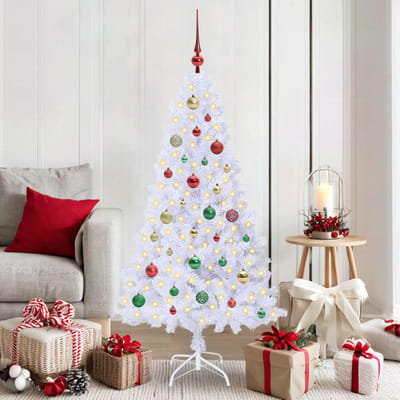 vidaXL - Kunstkerstboom - Wit - 150 - cm - PVC - en - Staal