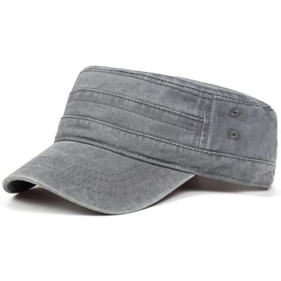 Casquettes et chapeaux classiques vintage à dessus plat pour hommes, délavés, ajustables, épais, chauds pour l'hiver, chapeaux militaires pour hommes gray