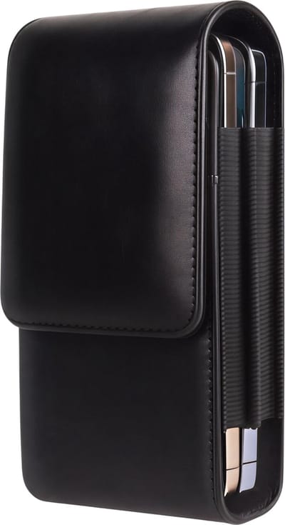 Mode Lederen Riemclip met Dubbel Zakje – Zwart – 6.7 Inch – Geschikt voor Samsung Mobiele Telefoons – Tashoes met Draagbare Riemclip voor Veilig en Praktisch Gebruik
