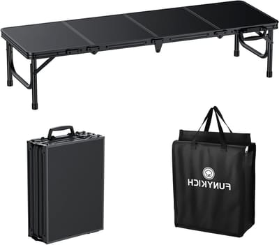Vouwbare Campingtafel 116 x 40 x 26 cm, Lichtgewicht Aluminium Tafel met Draaghandvat, Multifunctionele Tafel voor Picknick, Camping en Strand