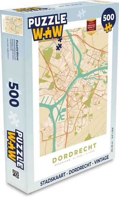 Puzzel Stadskaart - Dordrecht - Vintage - Legpuzzel - Puzzel 500 stukjes - Plattegrond