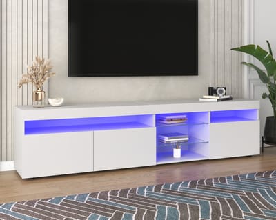 STILVORA TV meubel - TV-Kast Met LED-Accentverlichting - Modern Design - Hangend Of Staand - Woon- En Eetkamer - 180 L x 35 B x 45 H cm - MDF - Wit