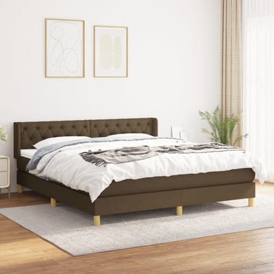 vidaXL - Boxspring - met - matras - stof - donkerbruin - 160x200 - cm