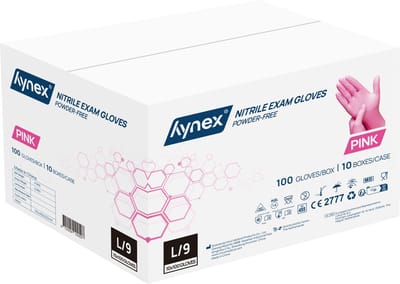 Hynex Nitril Wegwerphandschoenen – Maat L – Roze – Omdoos 1000 Stuks (10 x 100) – 3,5 Gram – Poedervrij & Latexvrij – Voor Zorg, Horeca & Schoonmaak