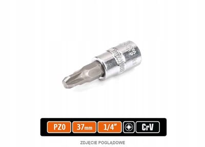 Dopsleutel 1/4" met PZ0 bit, 37mm, CRV staal