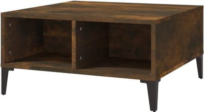 Salontafel - Bijzettafel Koffietafel - Woonkamer Inrichten - Met Opbergvakken - 60x60x30 cm - Gerookt eiken