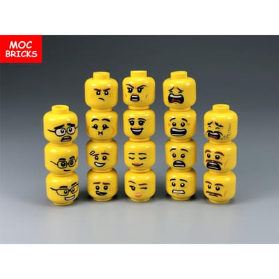 Set MOC Blokken Jongens & Meisjes Schattig Baard Gezichtsuitdrukking Figuur Hoofd Leren-Gericht Constructie Blokken Speelgoed Ideaal Voor Kinderen Cadeau