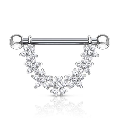 Tepelpiercing CZ flower lined 1.6x14 - zilver - LMPiercings