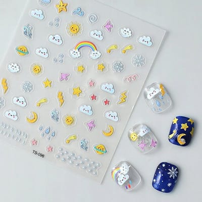 Frezarkowo - 3D Nagelstickers - Chmury - Tęcza - Słońce
