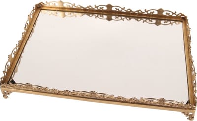 Baroque - Decoratief dienblad - Dienblad spiegel koper 63 cm - 10x42x64 - Brass+glass