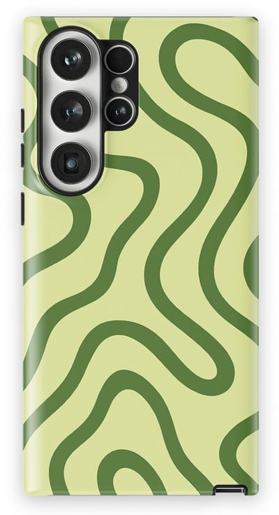 DripCase Curvy Lines Hoesje Samsung Galaxy S23 Ultra | Backcover met Mag | Design Tough Case Samsung Galaxy S23 Ultra Leaf Loop