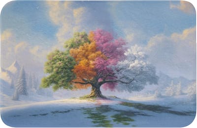 WC mat 60x40 cm - Antislip - Boom - Seizoenen - Winter - Landschap - Toiletmat - Vloermat - Douchemat - Toilet tapijt - Toiletmatten