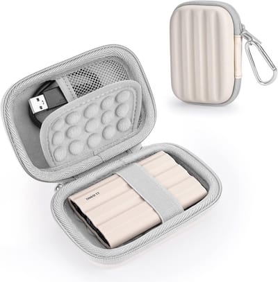 Hard Drive Bag Case voor Portable SSD's, Schokbestendige Organizer voor Externe Harde Schijven tot 2TB, Wit