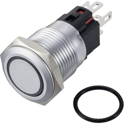 TRU COMPONENTS TC-12647508 Druktoets 250 V/AC 3 A 1x uit/(aan) IP65 Blauw Moment Messing (verchroomd) 1 stuk(s)