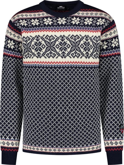 Norfinde Noorse trui - ronde hals - 100% kamgaren wol - donkerblauw