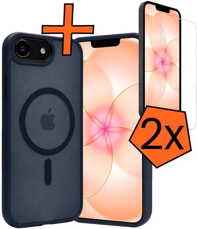Hoes - Met 2x Screenprotector - Geschikt voor Apple iPhone 17e - Magsafe Compatible - Sterk & Shockproof - Back Cover - Shock Proof Case - Telefoon Hoes - Donkerblauw
