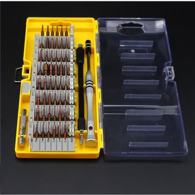 Fijnmechanica Schroevendraaierset - Mini Gereedschap - Elektronica Reparatie - 60 Delige Set - 21 cm - Geel