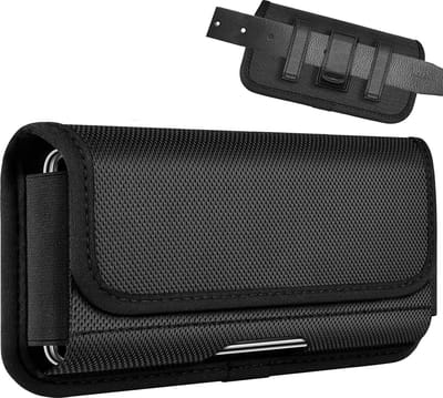 Riem Holster Hoesje - Universeel Telefoonhoesje Nylon Holster (max 16,5 cm x 7,5 cm) Zwart