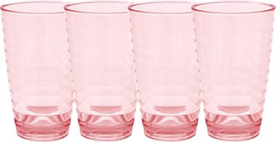 Set van 4x stuks onbreekbare kunststof camping/picknick water glazen/drinkglazen rood 400 ml - polycarbonaatglas
