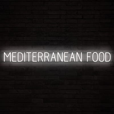 MEDITERRANEAN FOOD - Lichtreclame Neon LED bord verlicht | SpellBrite | 165, x 16 cm | 6 Dimstanden & 8 Lichtanimaties | Reclamebord neon verlichting