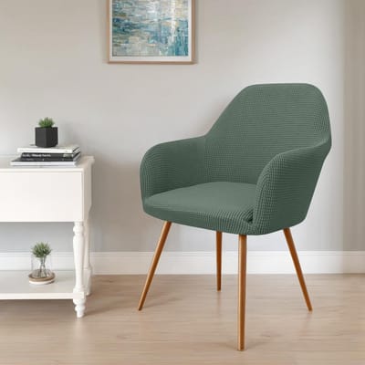 Housse de Fauteuil Haut en Polaire Stretch Spandex Housse de Chaise de Salle à Manger Élastique Amovible Protection de Siège Housse pour Salon Regular