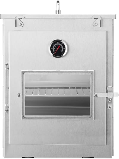 Opvouwbaar Kampeerfornuis Van Roestvrij Staal, Draagbaar Buitenfornuis met 3-Traps Grill, Geïntegreerde Handgreep en Thermometer, Geschikt voor Houtvuur en Propaangasfornuizen voor Bakken en Koken in de Buitenlucht